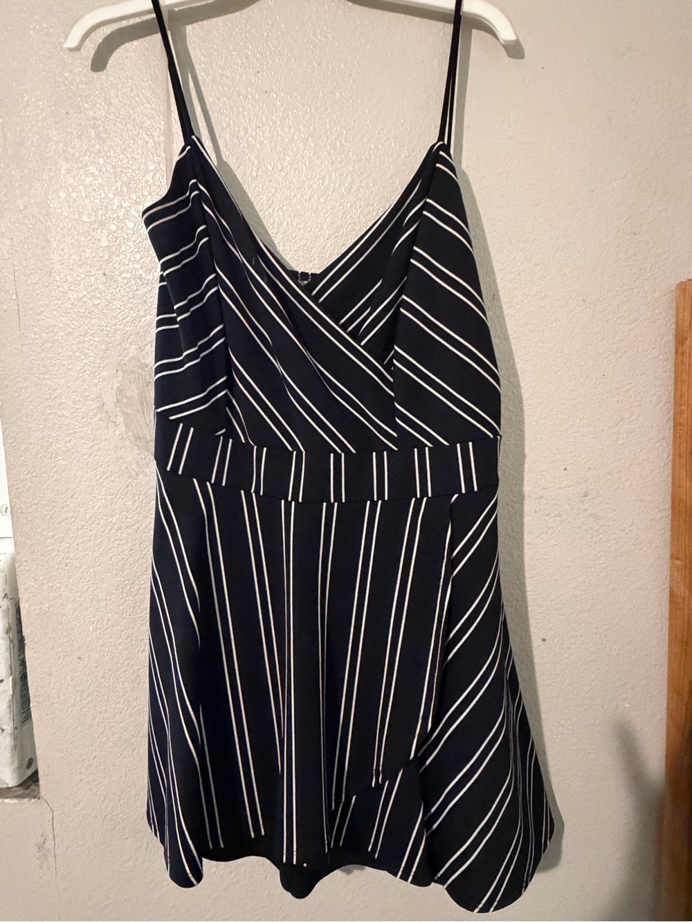 Striped Black & White Spaghetti Strap Mini Dress